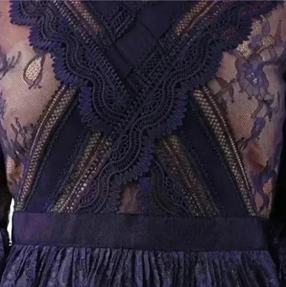 NWT SS18 SELF-PORTRAIT Navy Lace Cutout A-Line Mini Cocktail  Dress Size 2 Small - Picture 6 of 8